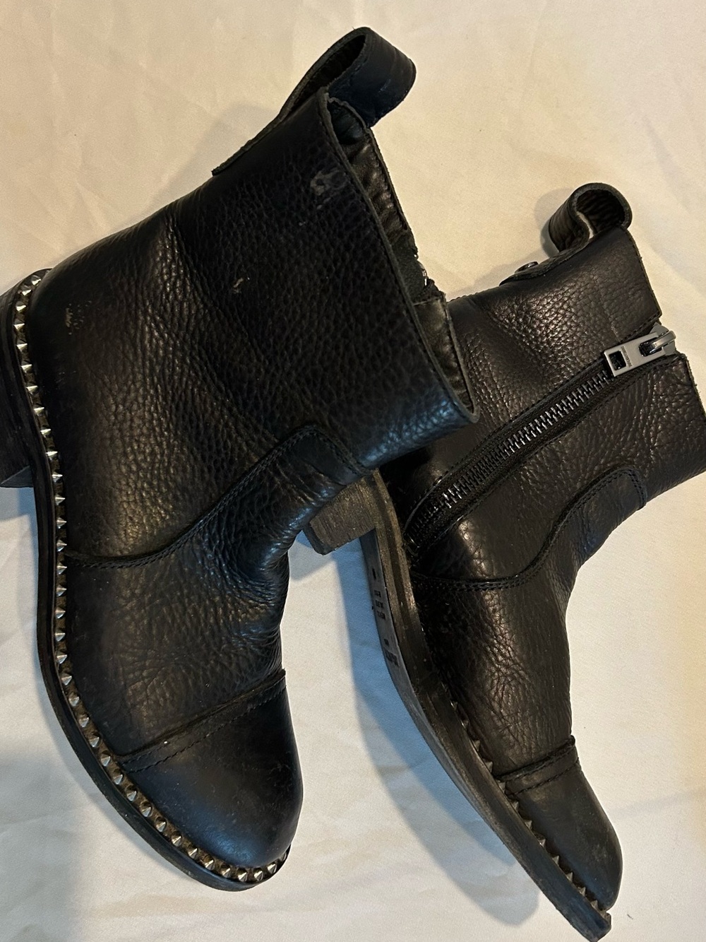 Zadig & Voltaire Black Leather Stud-Trim Ankle Boots